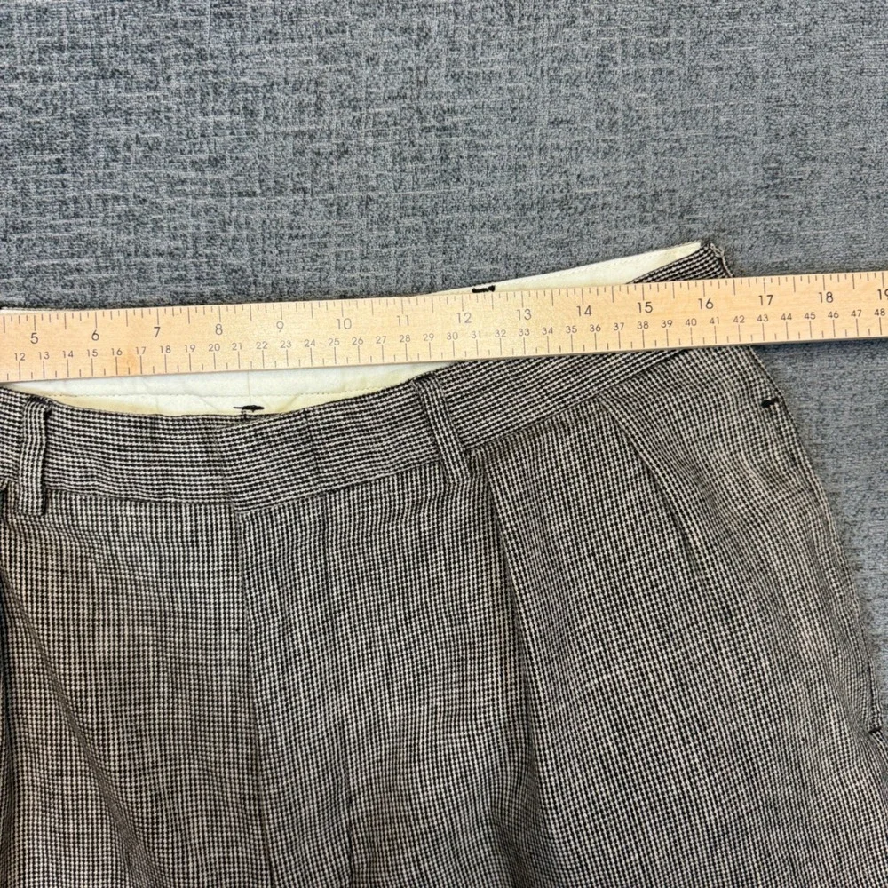 Polo Ralph Lauren Pants Mens 36x30 (32x25) Brown Linen Blend Pleated Hemmed VTG